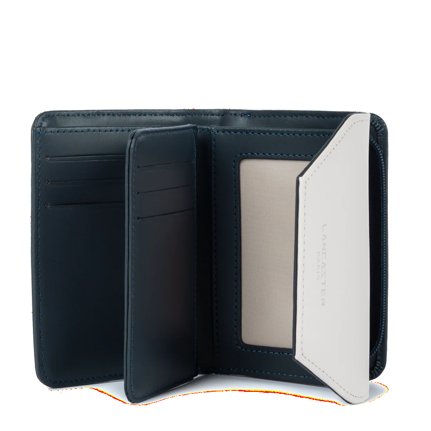 PORTEFEUILLE DOS A DOS LANCASTER SMOOTH BLEU FONCÉ ECRU 137-02 BLEUF_ECRU www.solene-maroquinerie.fr 3