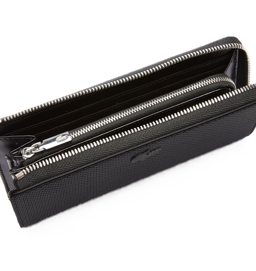 PORTEFEUILLE EN CUIR PIQUÉ LACOSTE CHANTACO NOIR NF3580KL 000 www.solene-maroquinerie.fr 3