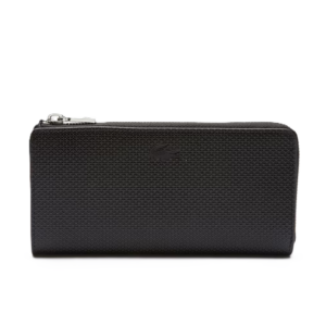 PORTEFEUILLE EN CUIR PIQUÉ LACOSTE CHANTACO NOIR NF3580KL 000 www.solene-maroquinerie.fr