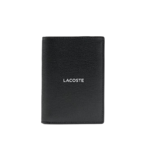 PORTEFEUILLE VERTICAL EN CUIR LACOSTE OSSIAN NOIR NH5057OI 000 www.solene-maroquinerie.fr
