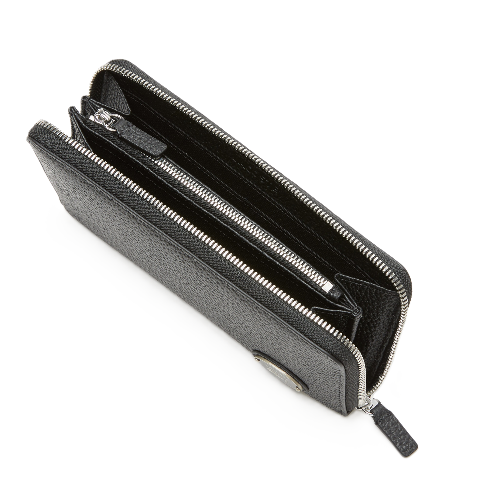 PORTEFEUILLE ZIPPÉ EN CUIR GRAINÉ AVEC PLAQUE MÉTALLIQUE LACOSTE NOIR NF3937GZ 000 www.solene-maroquinerie.fr 2