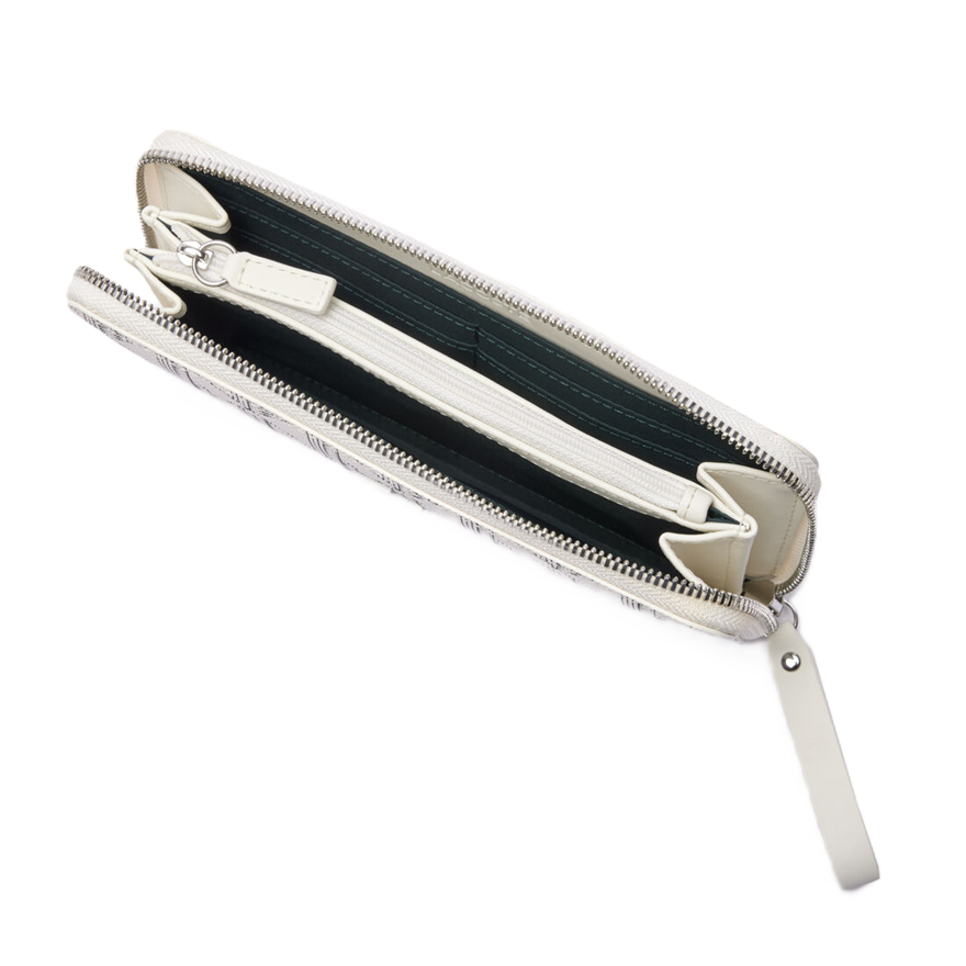 PORTEFEUILLE ZIPPÉ IMPRIMÉ LACOSTE MONOGRAMME FARINE ABIMES NF3958DG N06 www.solene-maroquinerie.fr 2