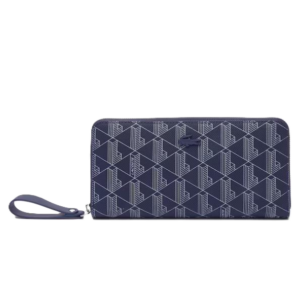 PORTEFEUILLE ZIPPÉ IMPRIMÉ LACOSTE MONOGRAMME MARINE LAPONIE NF3958DG M83 www.solene-maroquinerie.fr