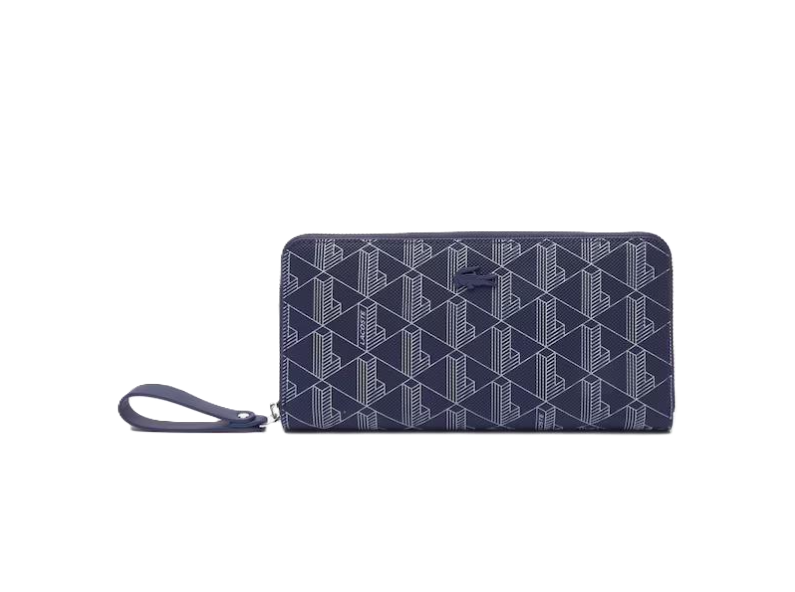 PORTEFEUILLE ZIPPÉ IMPRIMÉ LACOSTE MONOGRAMME MARINE LAPONIE NF3958DG M83 www.solene-maroquinerie.fr