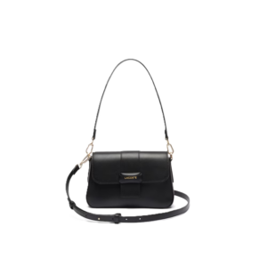 SAC A BANDOULIERE ET RABAT LACOSTE CASUAL NOIR NF5152AU 000 www.solene-maroquinerie.fr