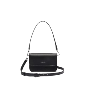 SAC A BANDOULIERE ET RABAT LACOSTE ELEGANCE NOIR NF5147EG 000 www.solene-maroquinerie.fr