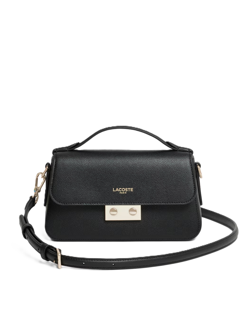 SAC A BANDOULIERE LACOSTE CHAMPS-ELYSÉES NOIR NF5099PH 000 www.solene-maroquinerie.fr