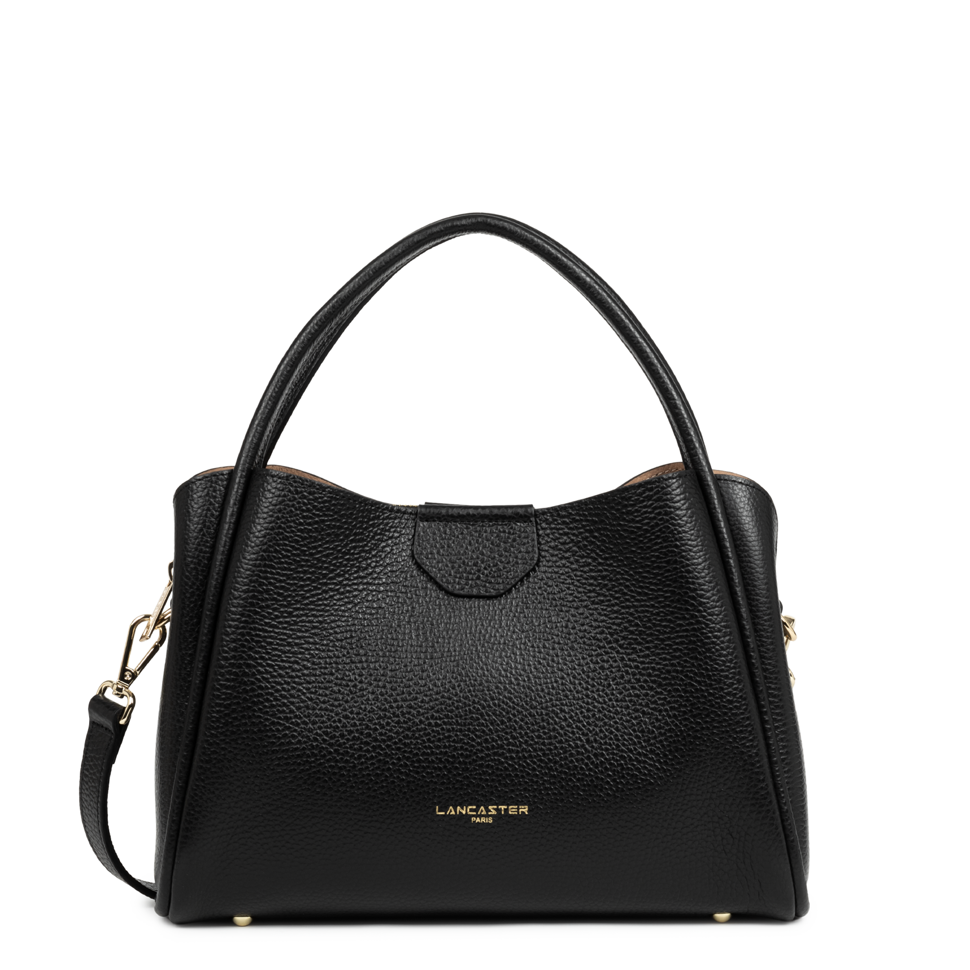 SAC A MAIN LANCASTER IDA DOUBLE NOIR 470-84-NOIR_IN_NU www.solene-maroquinerie.fr