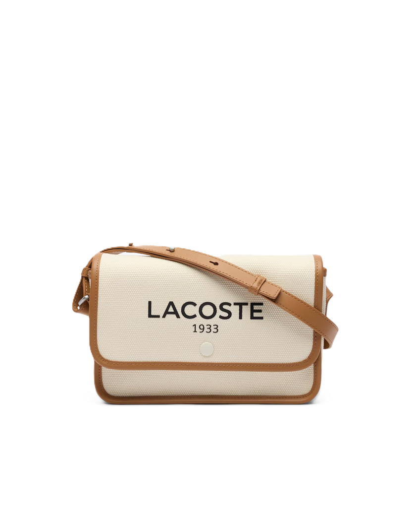 SAC A RABAT LACOSTE HERITAGE CANVAS NATURAL TAN NF4507TD K02 www.solene-maroquinerie.fr