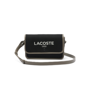 SAC A RABAT LACOSTE HERITAGE CANVAS NOIR MOREL NF4507TD R32 www.solene-maroquinerie.fr