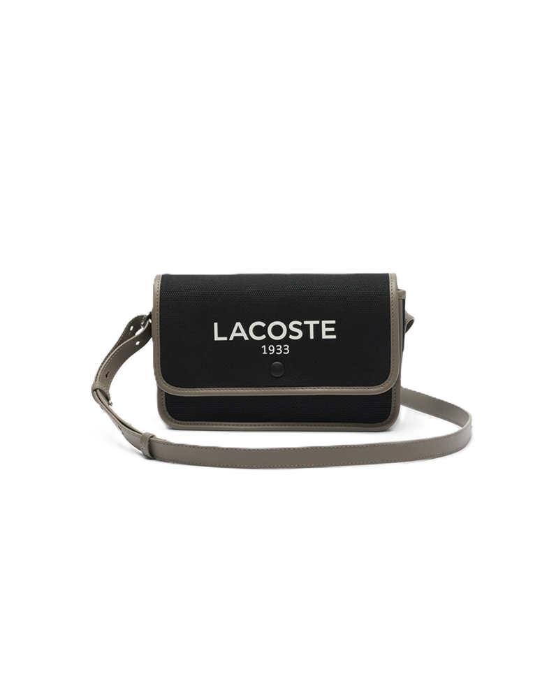 SAC A RABAT LACOSTE HERITAGE CANVAS NOIR MOREL NF4507TD R32 www.solene-maroquinerie.fr