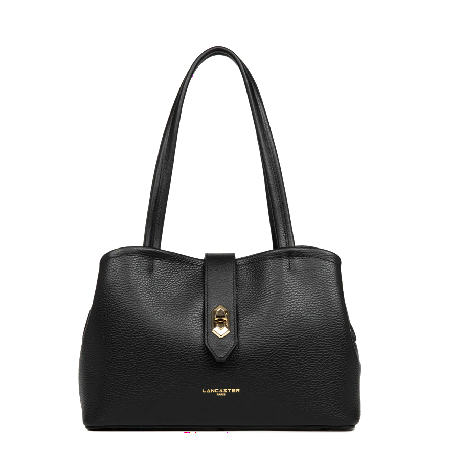 SAC CABAS EPAULE LANCASTER TOP DOUBLE NOIR 470-68-NOIR_IN_NU www.solene-maroquinerie.fr