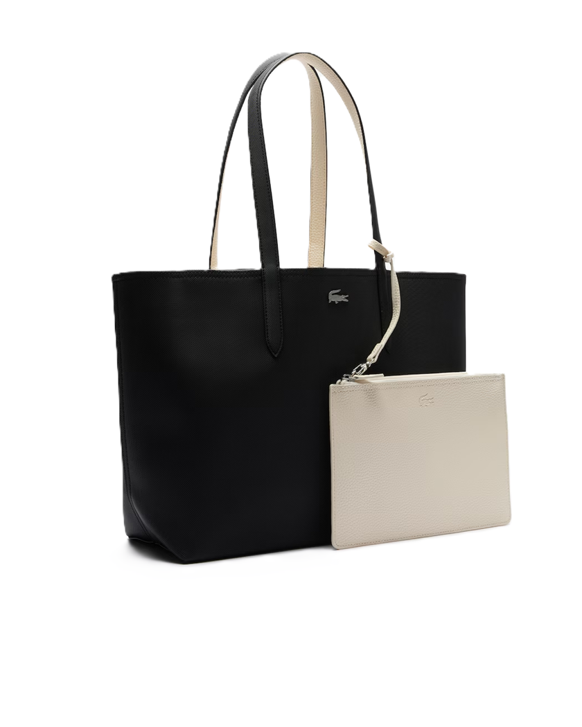 SAC CABAS LACOSTE ANNA REVERSIBLE NOIR FARINE NF2142AA M66 www.solene-maroquinerie.fr 2