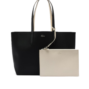 SAC CABAS LACOSTE ANNA REVERSIBLE NOIR FARINE NF2142AA M66 www.solene-maroquinerie.fr