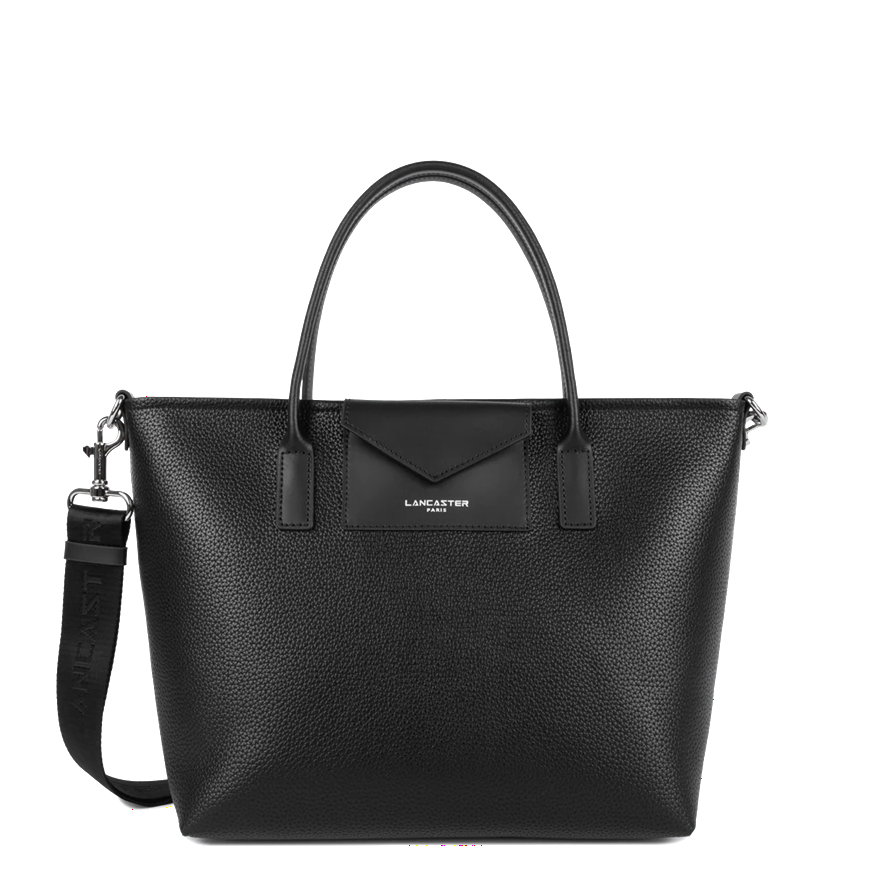 SAC CABAS MAIN LANCASTER MAYA DOUBLE KBA BLEU NOIR 517-102 NOIR www.solene-maroquinerie.fr