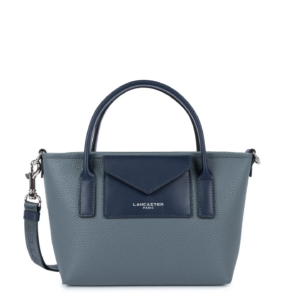 SAC CABAS MAIN ZIPPE LANCASTER MAYA DOUBLE KBA BLEU GIVRE 517-101 BLEU GIVRE www.solene-maroquinerie.fr