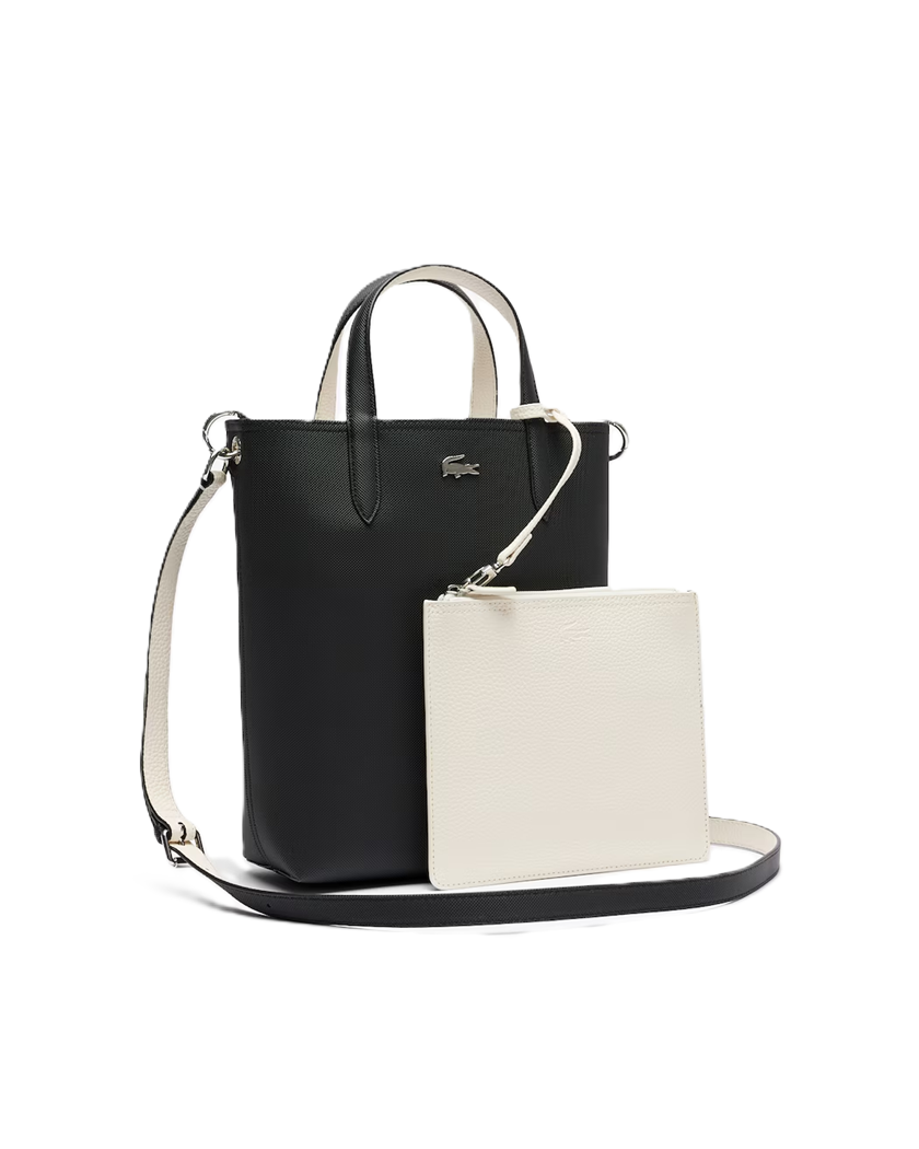 SAC CABAS VERTICAL LACOSTE ANNA REVERSIBLE NOIR FARINE NF2991AA M66 www.solene-maroquinerie.fr 2