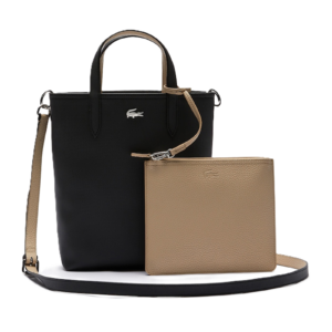 SAC CABAS VERTICAL LACOSTE ANNA REVERSIBLE NOIR KREMA NF2991AA A91 www.solene-maroquinerie.fr