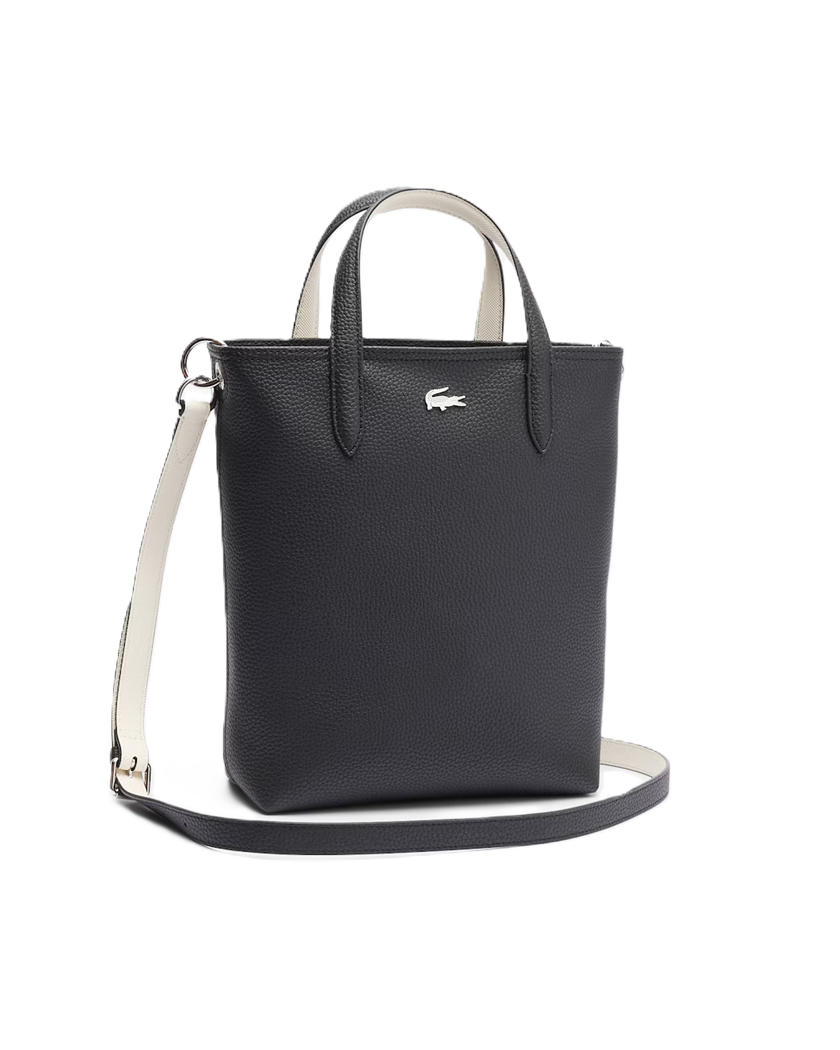 SAC CABAS VERTICAL ZIPPÉ LACOSTE ANNA NOIR FARINE NF4929AA M66 www.solene-maroquinerie.fr 2