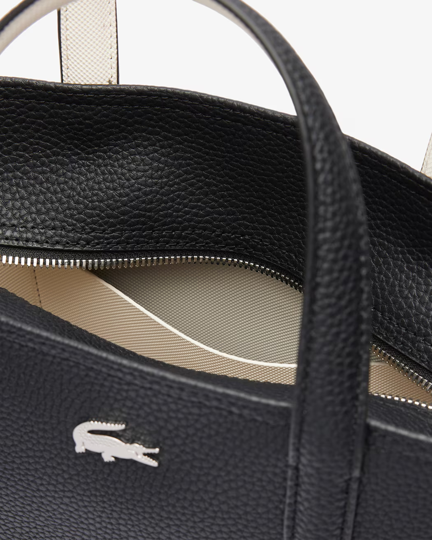 SAC CABAS VERTICAL ZIPPÉ LACOSTE ANNA NOIR FARINE NF4929AA M66 www.solene-maroquinerie.fr 4
