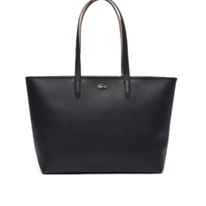 SAC CABAS ZIPPE LACOSTE ANNA NOIR KREMA NF4823AA A91 www.solene-maroquinerie.fr
