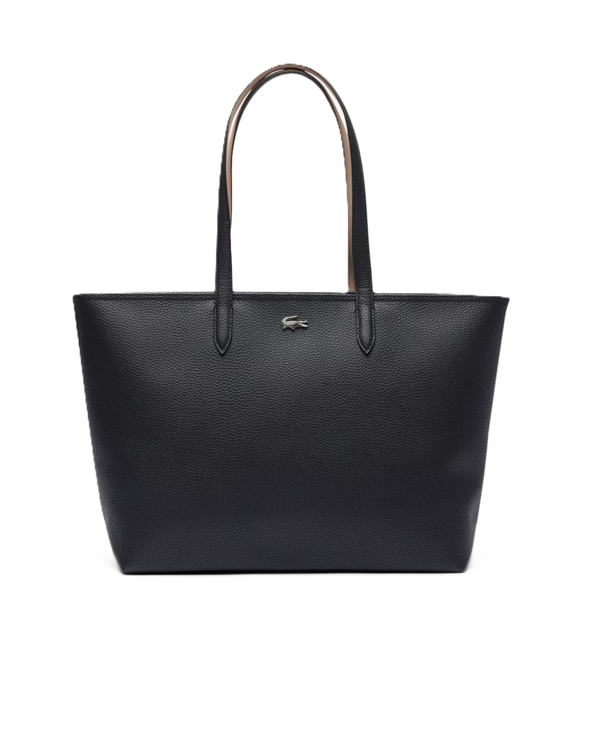 SAC CABAS ZIPPE LACOSTE ANNA NOIR KREMA NF4823AA A91 www.solene-maroquinerie.fr