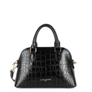 SAC DEMI LUNE LANCASTER EXO CROCO NOIR 524-105 NOIR www.solene-maroquinerie.fr
