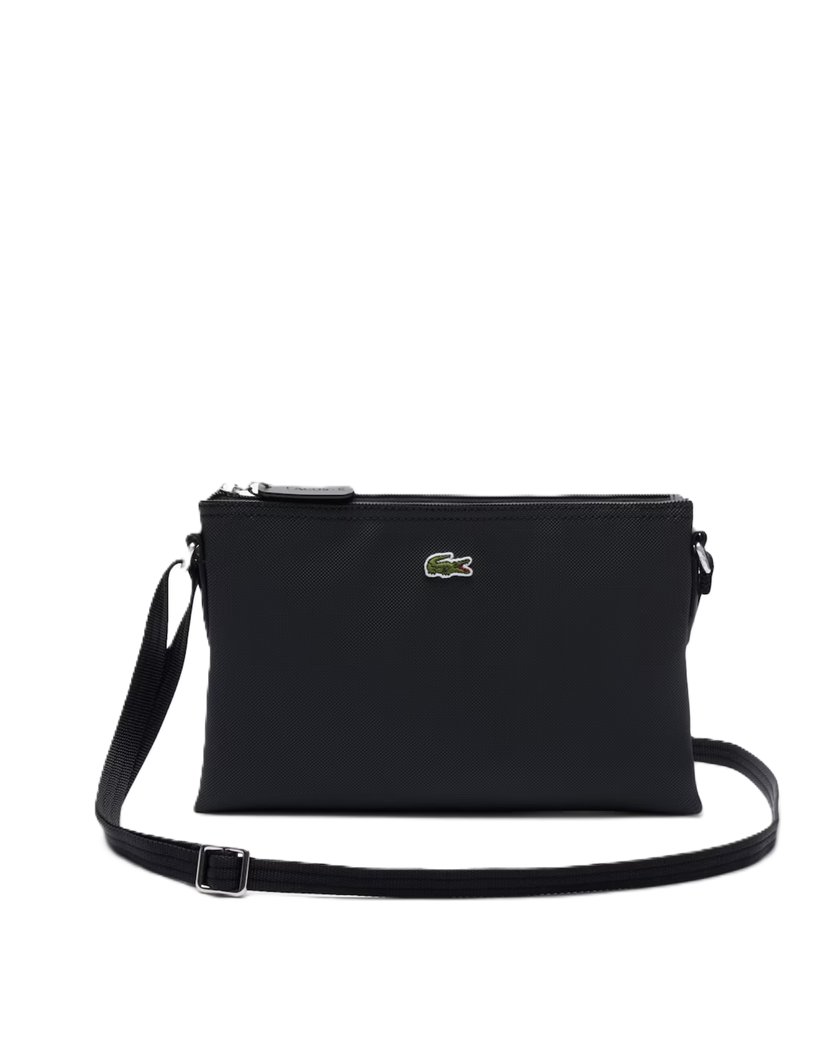 SAC PLAT A BANDOULIERE LACOSTE L.12.12 CONCEPT NOIR NF1887PK 000 www.solene-maroquinerie.fr