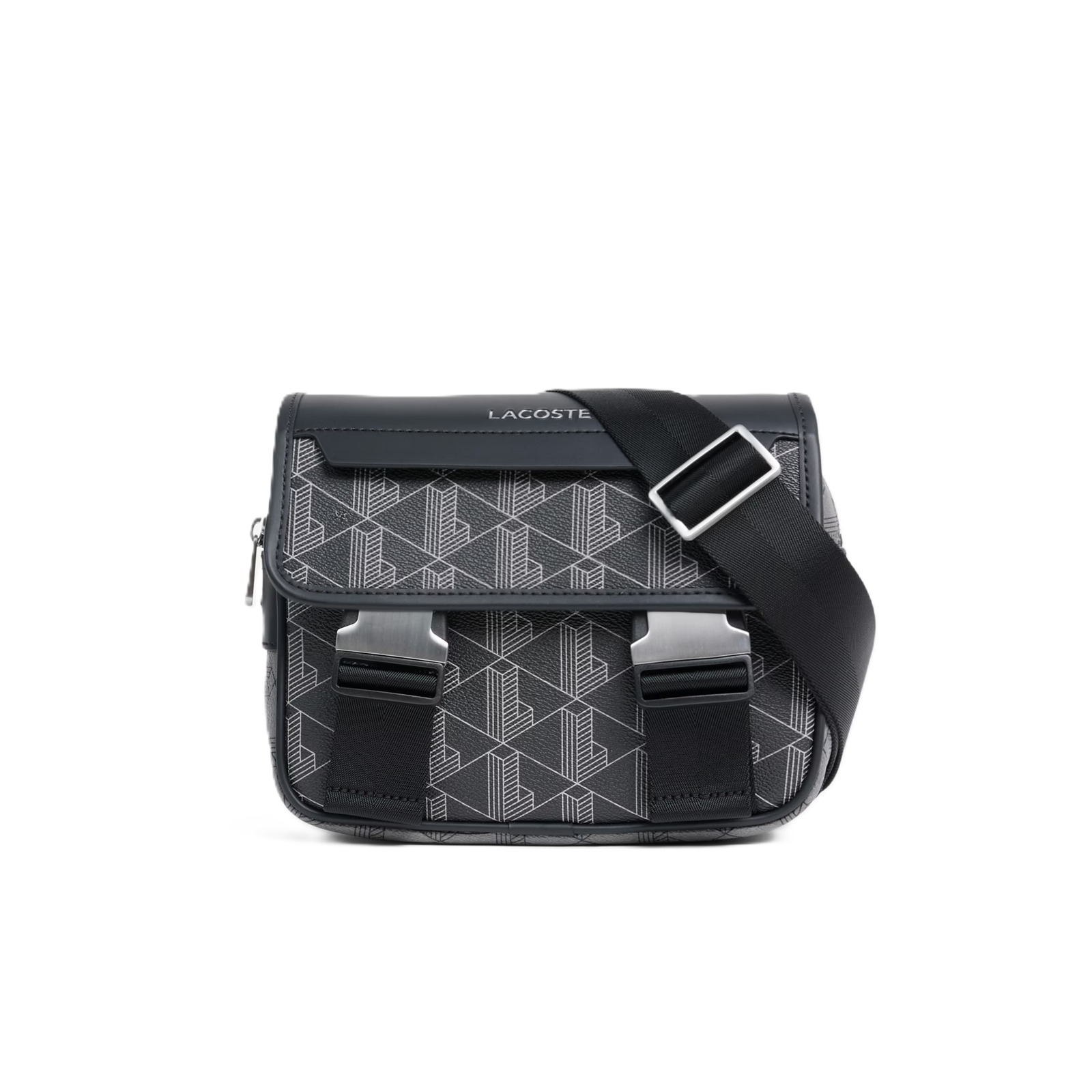 SACOCHE A RABAT CLIPSÉ LACOSTE THE BLEND MIX MONO NOIR GRIS – Image 2