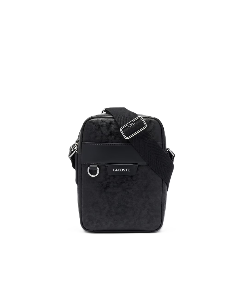 SACOCHE EN CUIR LACOSTE OSSIAN NOIR NH5047OI 000 www.solene-maroquinerie.fr