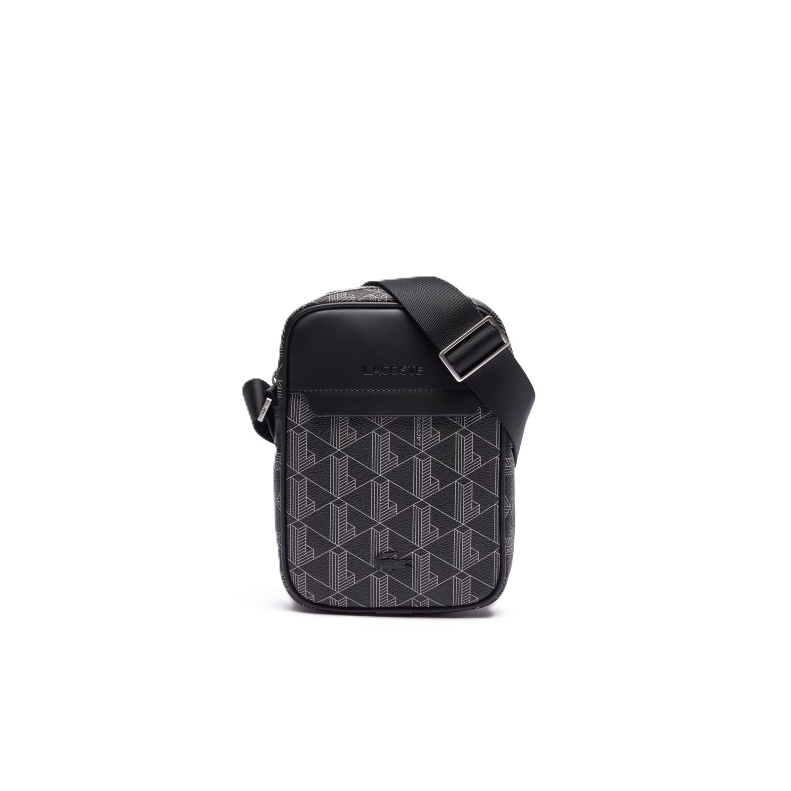 SACOCHE THE BLEND LACOSTE MONOGRAM NOIR GRIS NH4411LX H45 www.solene-maroquinerie.fr