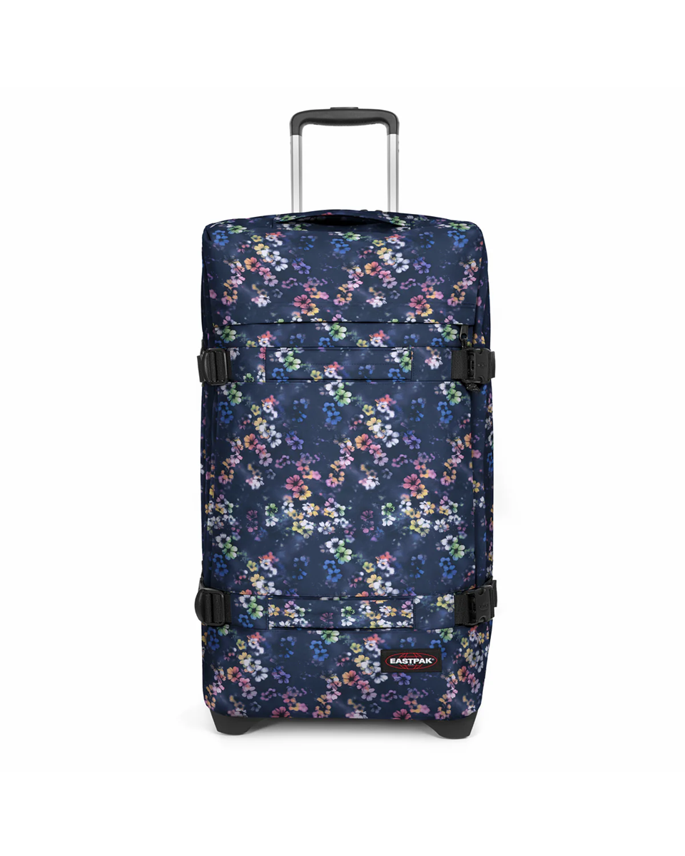 Valise large à 2 roues avec 2 compartiments principaux et serrure TSA EASTPAK TRANSIT'R L EK0A5BA9 7V1 FLORA FADE NAVY www.solene-maroquinerie.fr