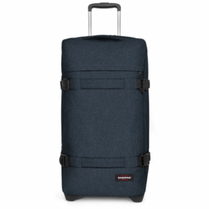 Valise moyenne à 2 roues avec 2 compartiments principaux et serrure TSA EASTPAK TRANSIT'R M EK0A5BA8 26W TRIPLE DENIM www.solene-maroquinerie.fr