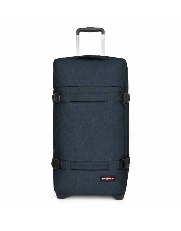 Valise moyenne à 2 roues avec 2 compartiments principaux et serrure TSA EASTPAK TRANSIT'R M EK0A5BA8 26W TRIPLE DENIM www.solene-maroquinerie.fr