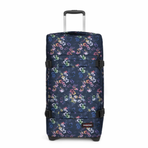 Valise moyenne à 2 roues avec 2 compartiments principaux et serrure TSA EASTPAK TRANSIT'R M EK0A5BA8 7V1 FLORA FADE NAVY www.solene-maroquinerie.fr