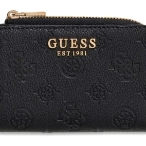 GUESS BLAKE SLG ZIP AROUND CARD CASE - BLACK LOGO
