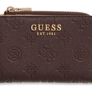 GUESS BLAKE SLG ZIP AROUND CARD CASE - BROWN LOGO