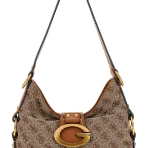 GUESS CAMDEN MINI SHOULDER BAG - LATTE LOGO/COGNAC