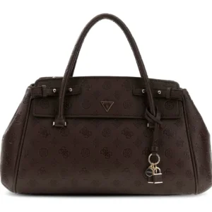 GUESS DIANA 3 COMP SATCHEL - CHOCOLATE LOGO