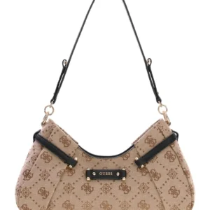 GUESS DOROTHY SHOULDER BAG - LATTE LOGO/BLACK