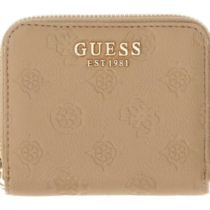 GUESS ELLA LOGO SLG SMALL ZIP AROUND - BEIGE LOGO