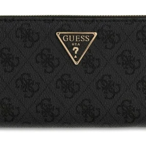GUESS LAUREL II SLG LARGE ZIP AROUND - COAL LOGO