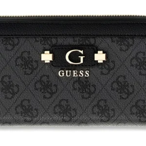 GUESS LINDSEY SLG LARGE ZIP AROUND - COAL LOGO