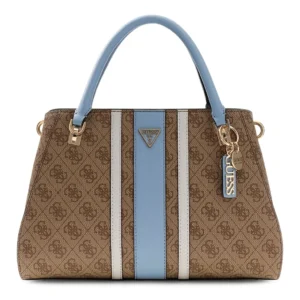GUESS NOELLE II LUXURY SATCHEL - LATTE LOGO/LIGHT BLU