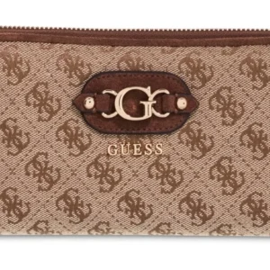 GUESS SAMANTHA SLG LRG ZIP AROUND - LATTE LOGO/BROWN