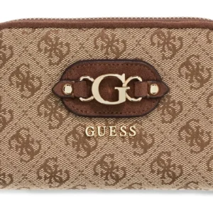 GUESS SAMANTHA SLG MED ZIP AROUND - LATTE LOGO/BROWN