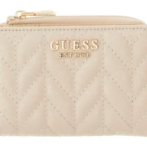GUESS STACEY SLG ZIP ARND CARD CASE - LIGHT BEIGE