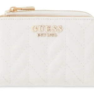 GUESS STACEY SLG ZIP ARND CARD CASE - OFF WHITE