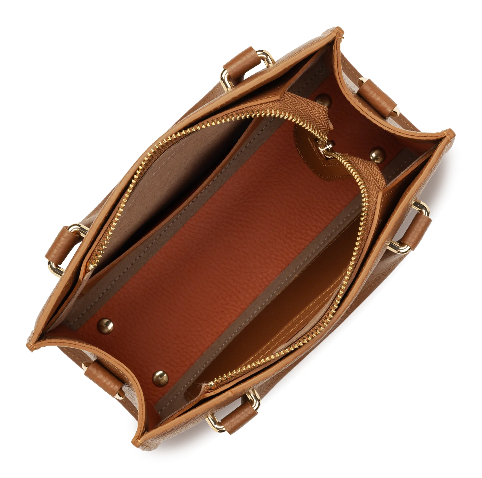 Petit sac à main - Foulonné Double DAILY - Camel - In - Orange – Image 4